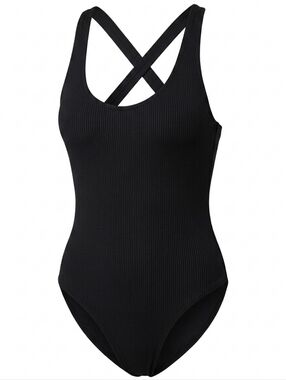 NWT Andie Swim Tulum Ribbed Black One Piece Swimsuit XS Resortwear Athletic